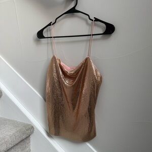 Alice + Olivia Rose Gold Chainmail Top